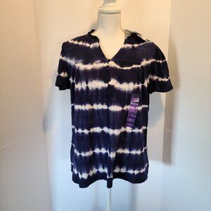 GLORIA VANDERBILT TIE DYE HENLEY DRESS BLUES - 100% COTTON-SMALL- BOHO-BEACHY
